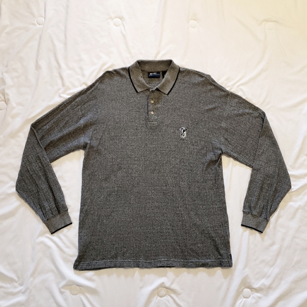 Vintage NBC Experience NBC Sports Long Sleeve Golf Polo Shirt Mens Size L Gray